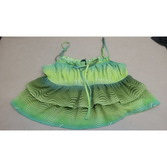 Women's Tiered Ruffle Tank Top - Wild Fable Green Wave Print Small - Picture 5 of 10